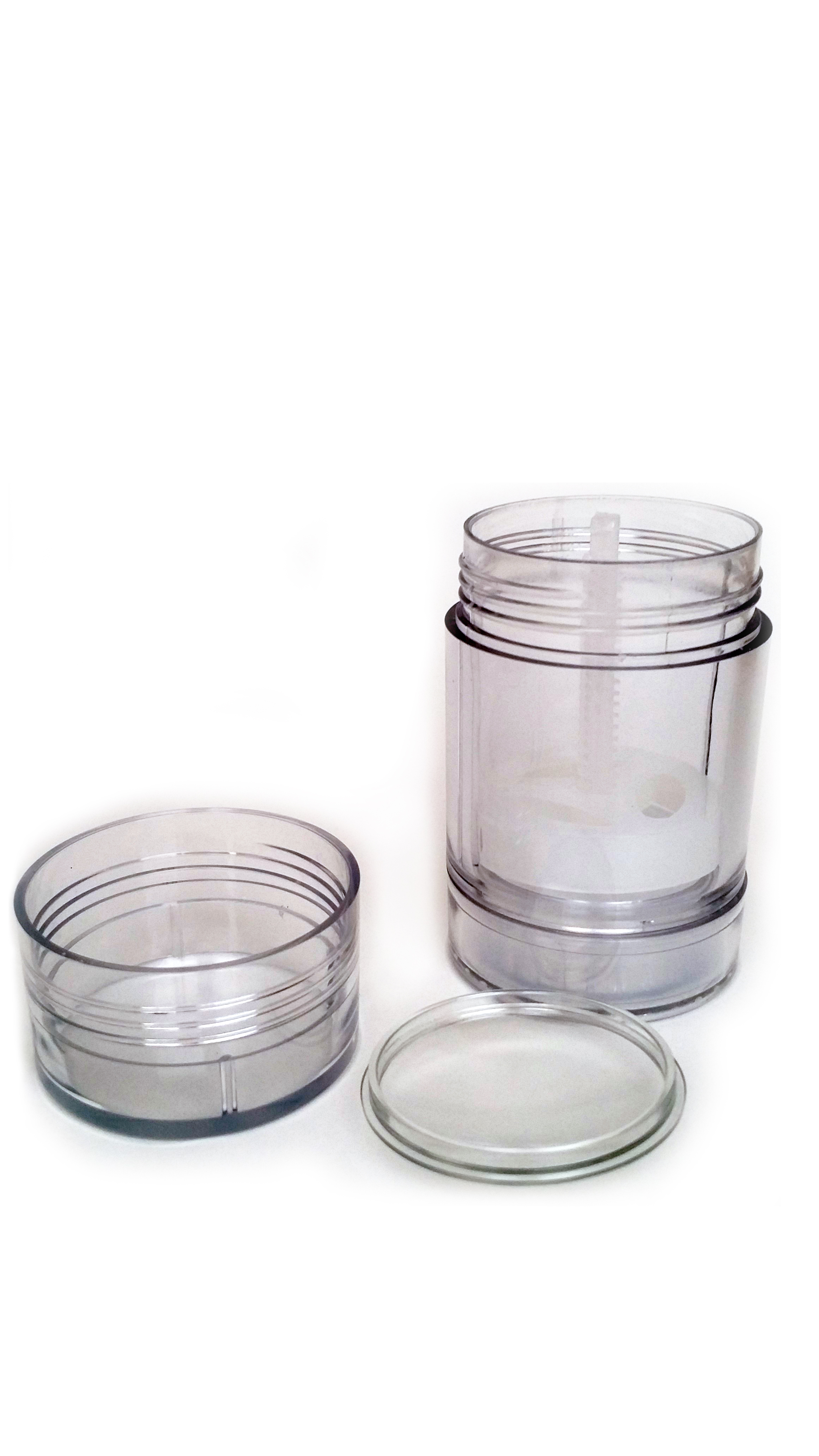 Empty Deodorant Containers Cylinder Style, Clear Plastic, Twistup, 2