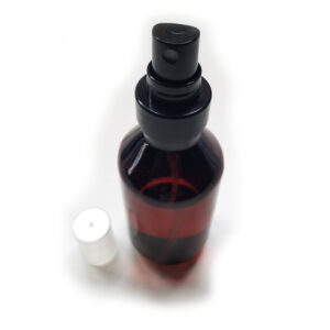 4 oz Amber Plastic PET Bottle with Black Fine Mist Sprayer_lid-off