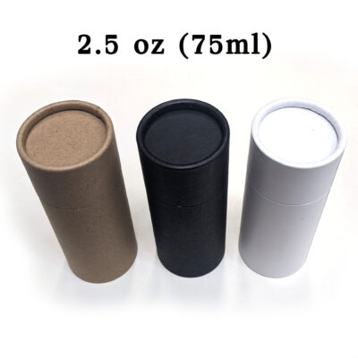 BULK QUANTITY – 2.5 oz Biodegradable Cardboard Deodorant Containers – White, Black or Brown – Naturally BPA Free, Push-Up (Style #1)