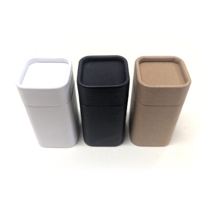 Empty cardboard deodorant container, square shape, push-up style container in brown, black or white color, 75g, 2.5 oz