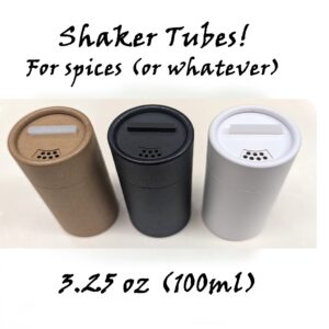 Empty Cardboard Spice Shaker Tubes available in brown, black or white